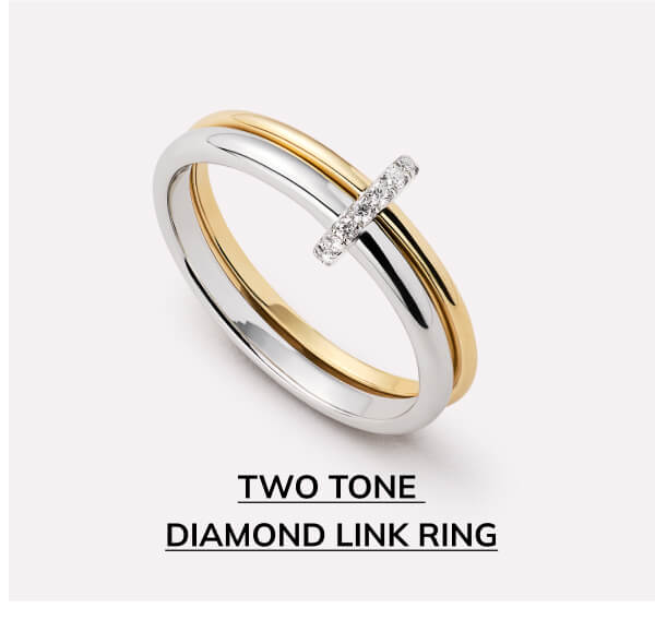 Two Tone Diamond Link Ring