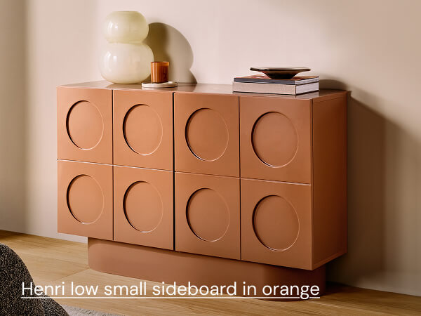 Henri low small sideboard in orange