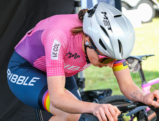 Sophie warming up - British Gravel Championships in Dalby Forest 