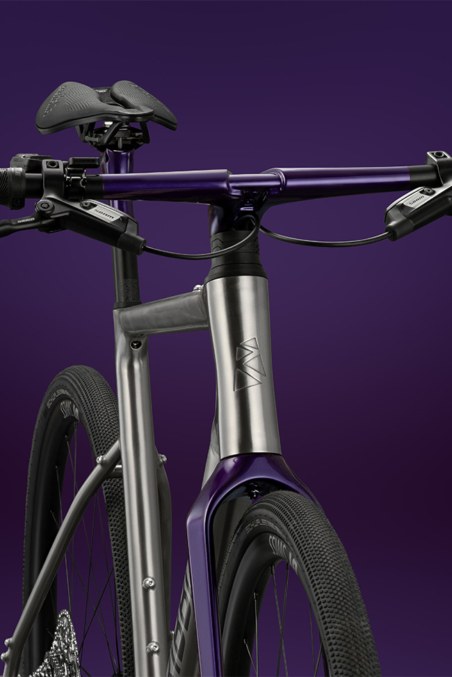 Purple CustomColour on titanium bike