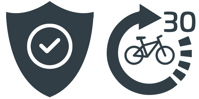 Lifetime warranty on all new bikes & frames and 30 days test ride