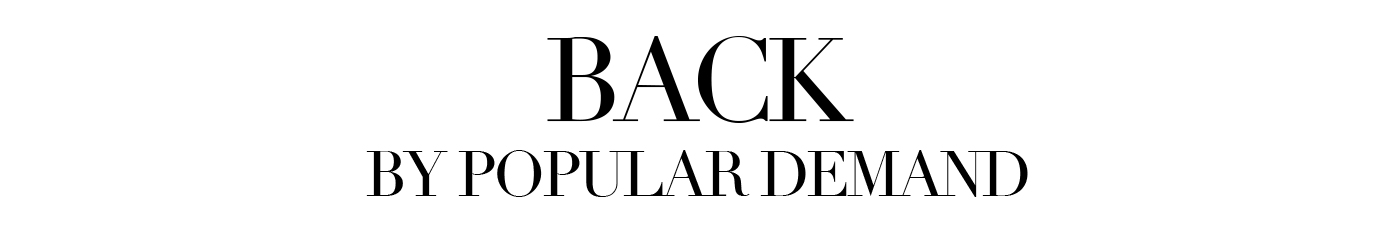 Back by popular demand