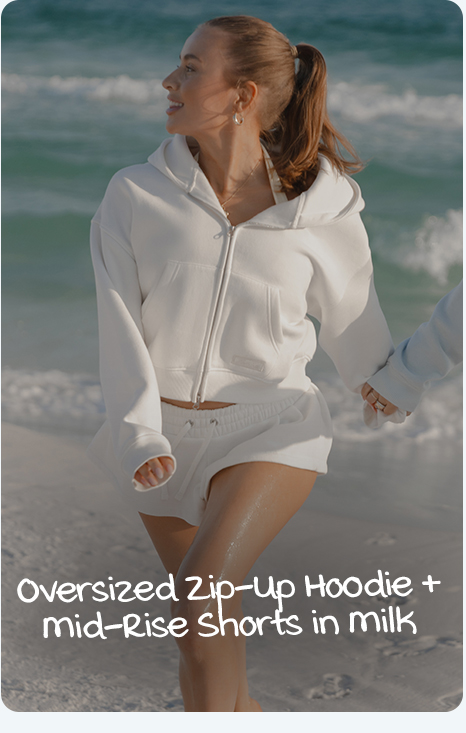 Oversized Zip-Up Hoodie in Milk