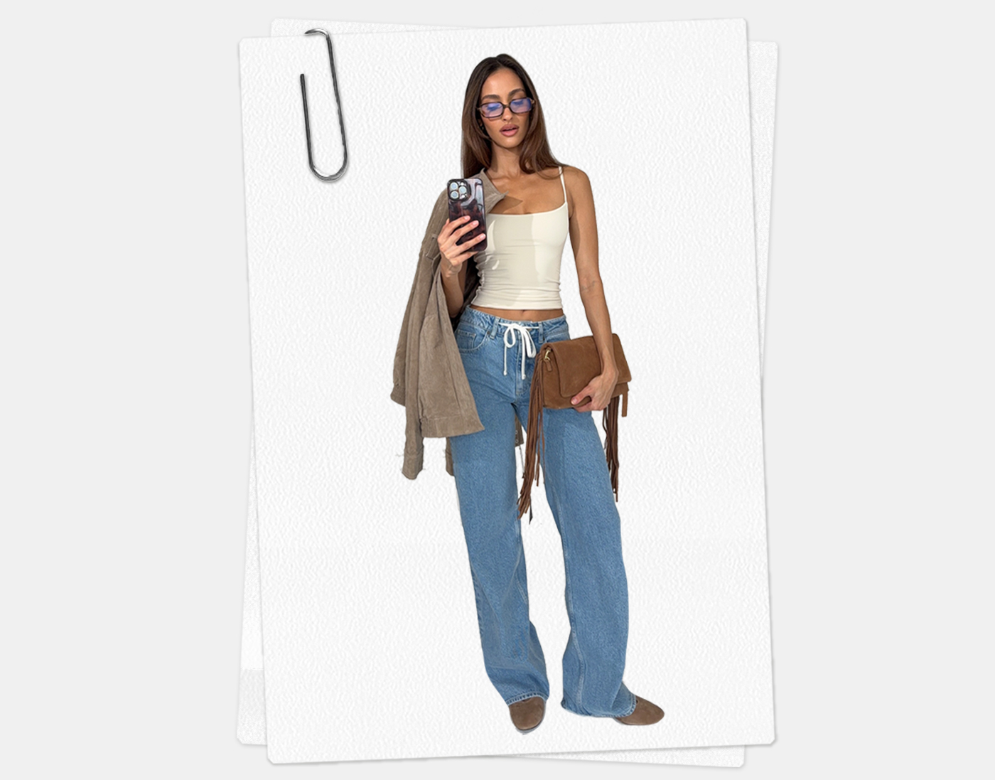 Drawstring Straight-Leg Jeans in Light Wash