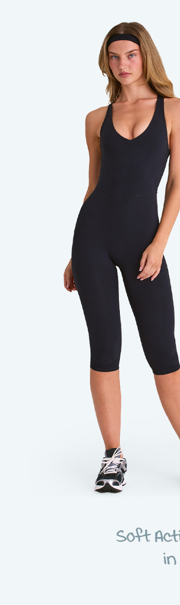 Soft active capri jumpsuit in black