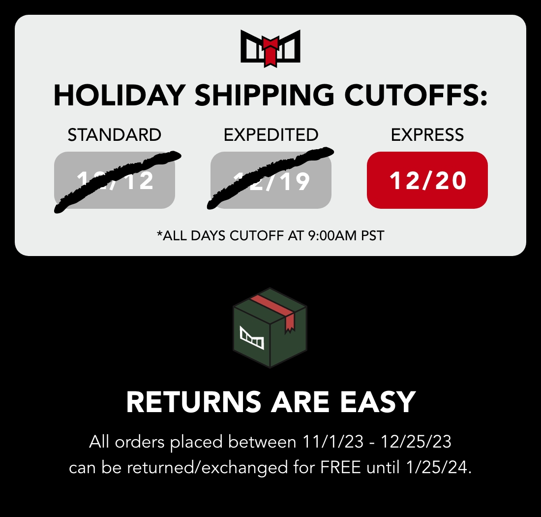 Holiday Shipping Cutoffs