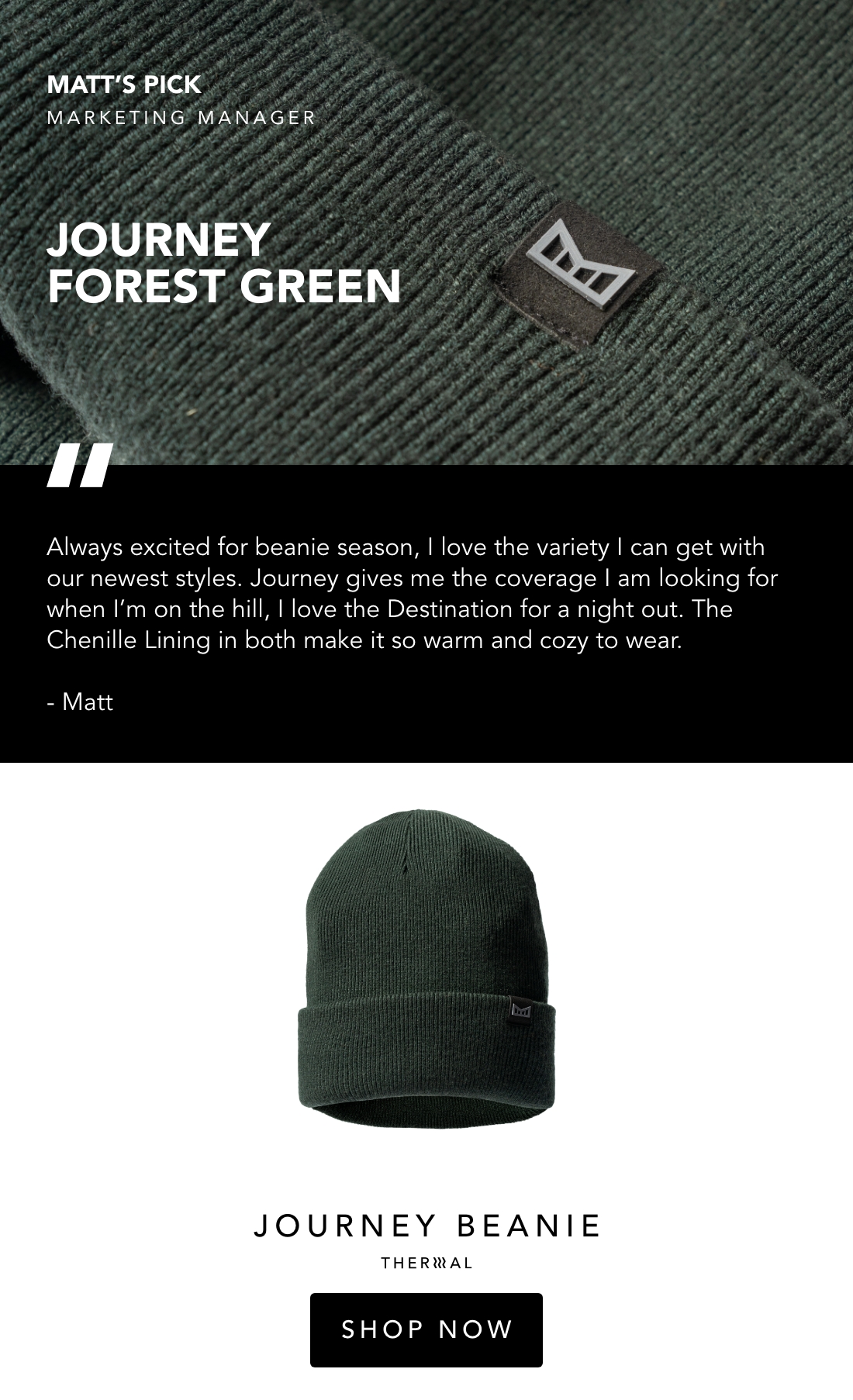 Journey Beanie THERMAL in Forest Green