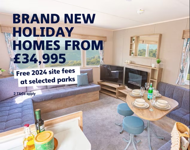 Pre-loved holiday homes from £34,995, free 2024 site fees at slected parks
