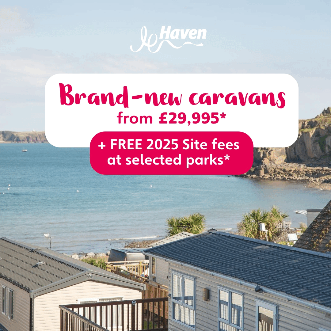 Brand new holiday homes from £29,995 + Free 2025 Site fees ar selected parks