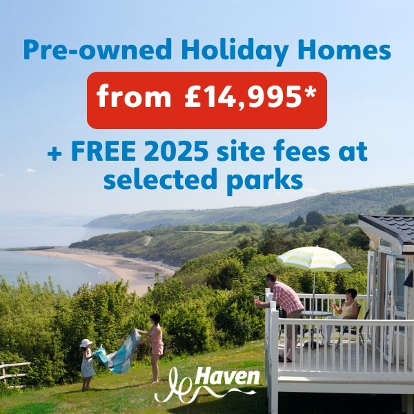 Pre-owned Holiday Homes from £14,995* + Free 2025 site fees at selected parks