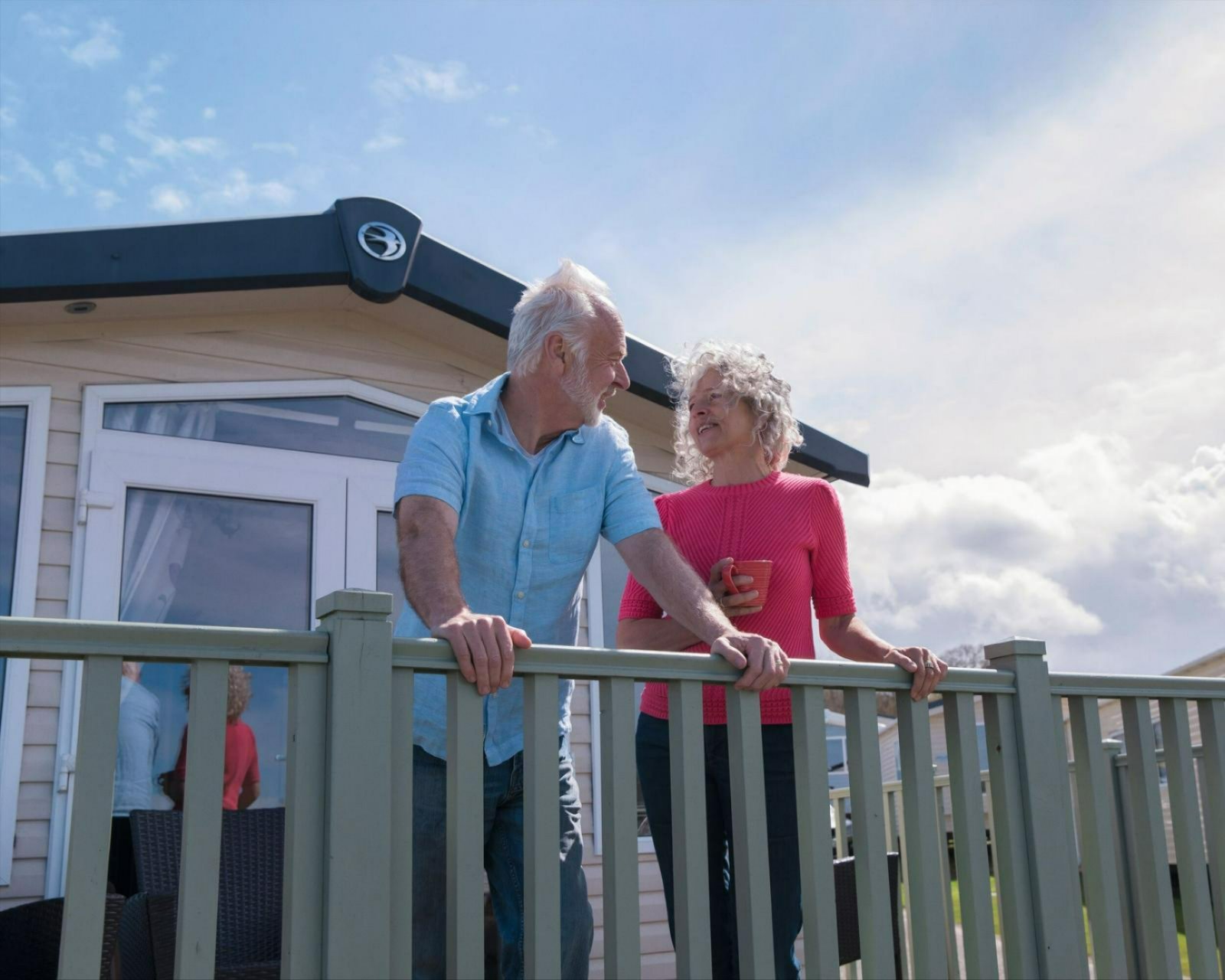 Couple on a caravan terrace