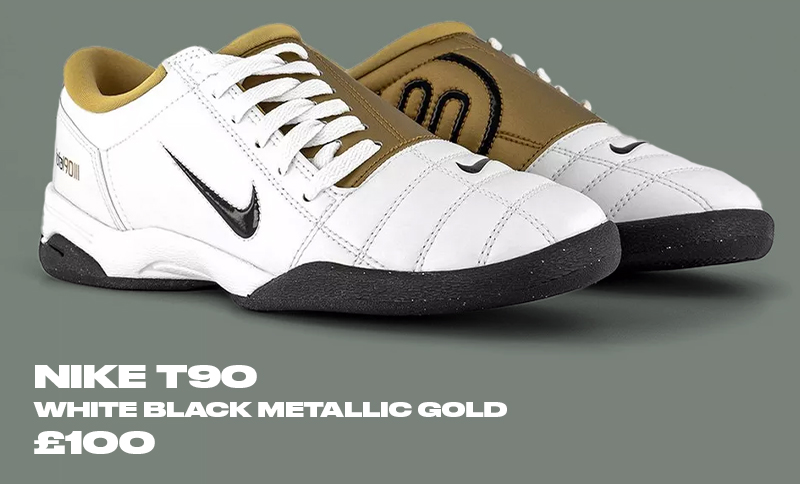 Nike T90 Trainers White Black Metallic Gold Image
