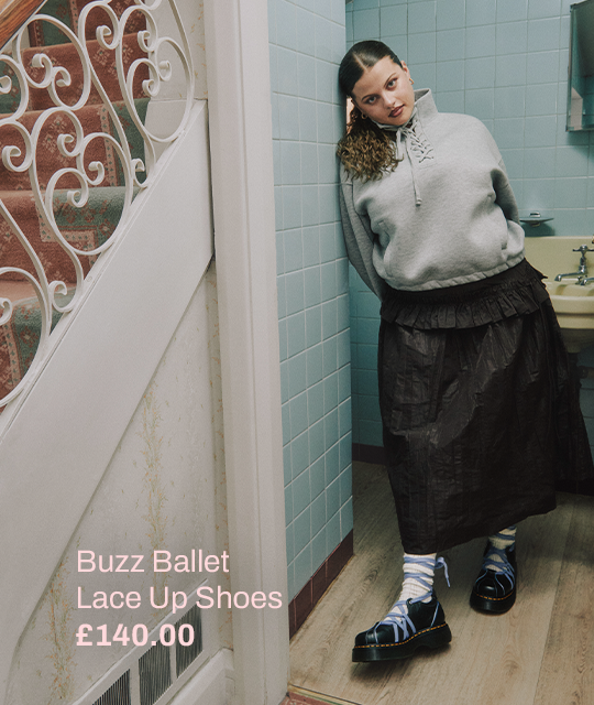 Dr. Martens Buzz Ballet Lace Up Shoes  Black Gloss