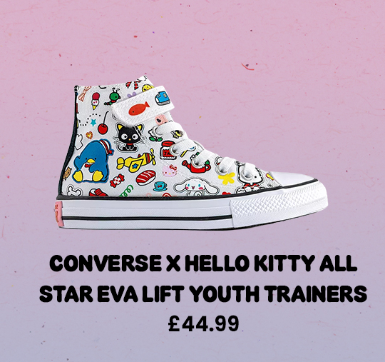 Converse Converse x Hello Kitty All Star Eva Lift Hi Youth Trainers  Hello Kitty White Black