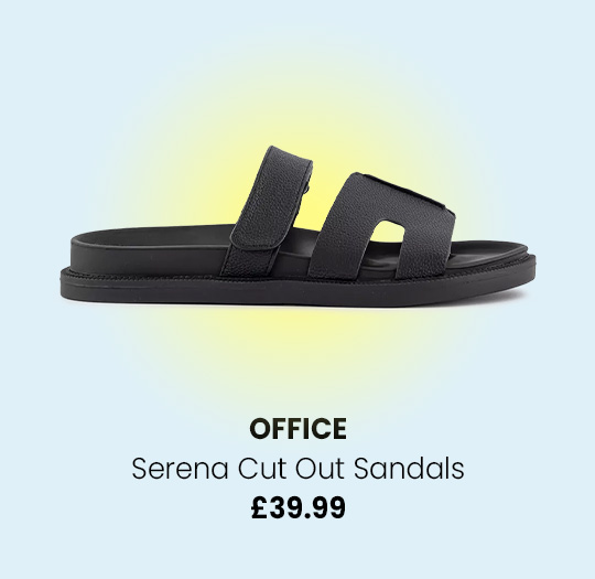 OFFICE Serena Cut Out Two Strap Footbed Sandals Black