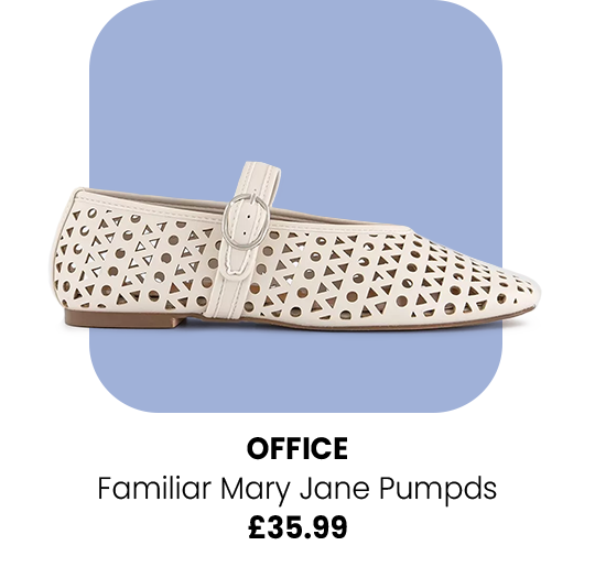 Familiar Laser Cut Mary Jane Ballet Pumps Off White