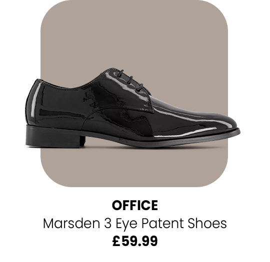 Marsden 3 Eye Patent Derby Shoes Black Patent
