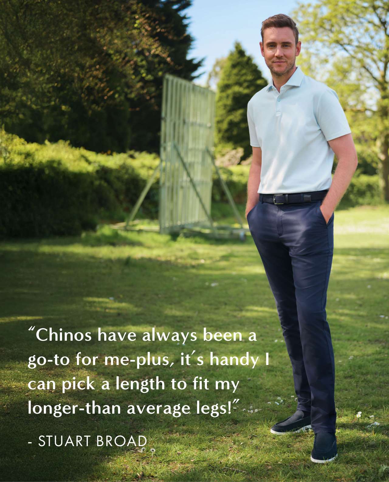 Stuart Broad in a pair of Charles Tyrwhitt Chinos