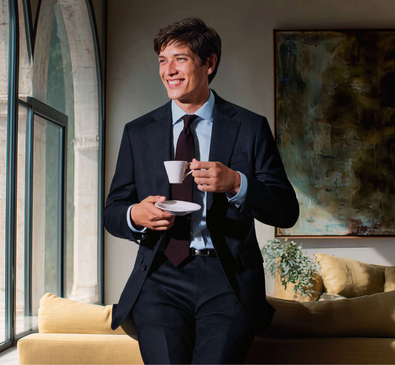 Italian Flannel Suit Jacket - Navy