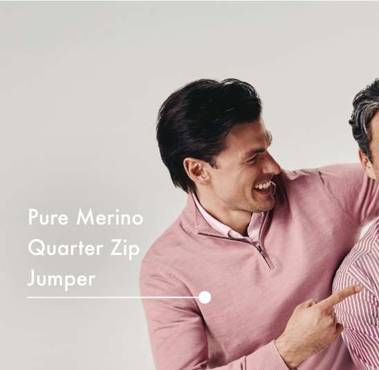 Pure Merino Quarter Zip Jumper- Pink