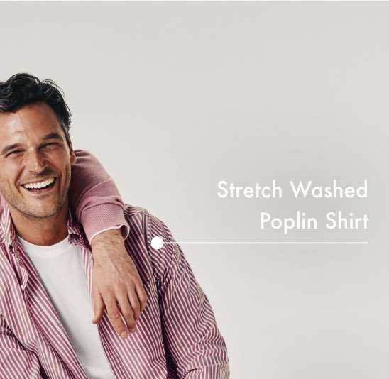Button-Down Stretch Washed Poplin Stripe Shirt - Burgundy