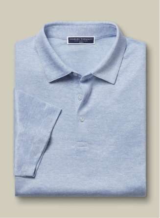 Leinen-Polo - Himmelblau