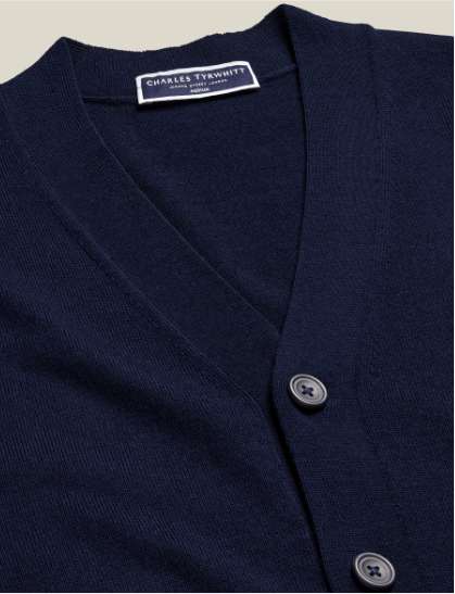 Merino-Strickjacke - Marineblau