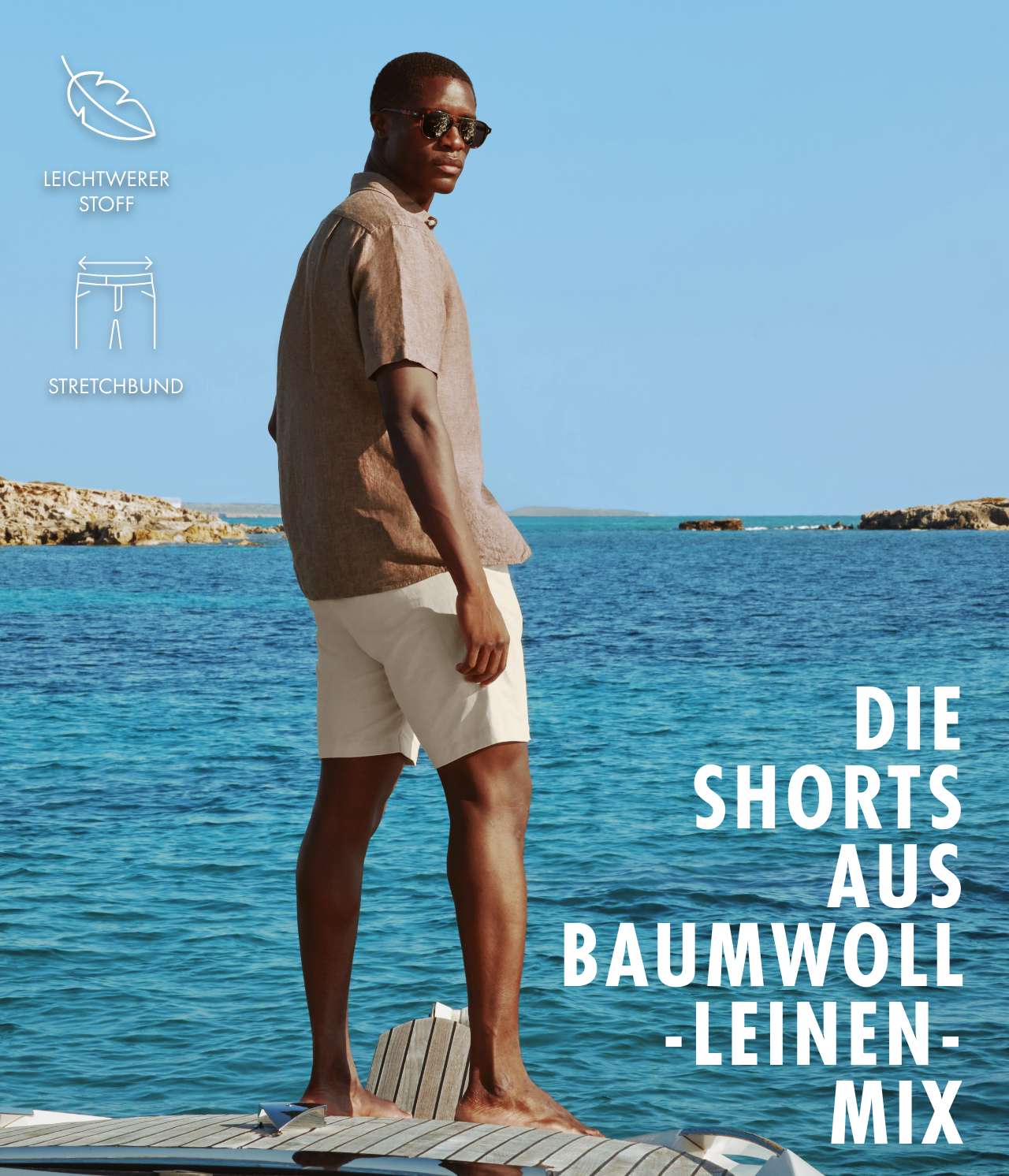 DIE SHORTS AUS BAUMWOLL-LEINEN-MIX