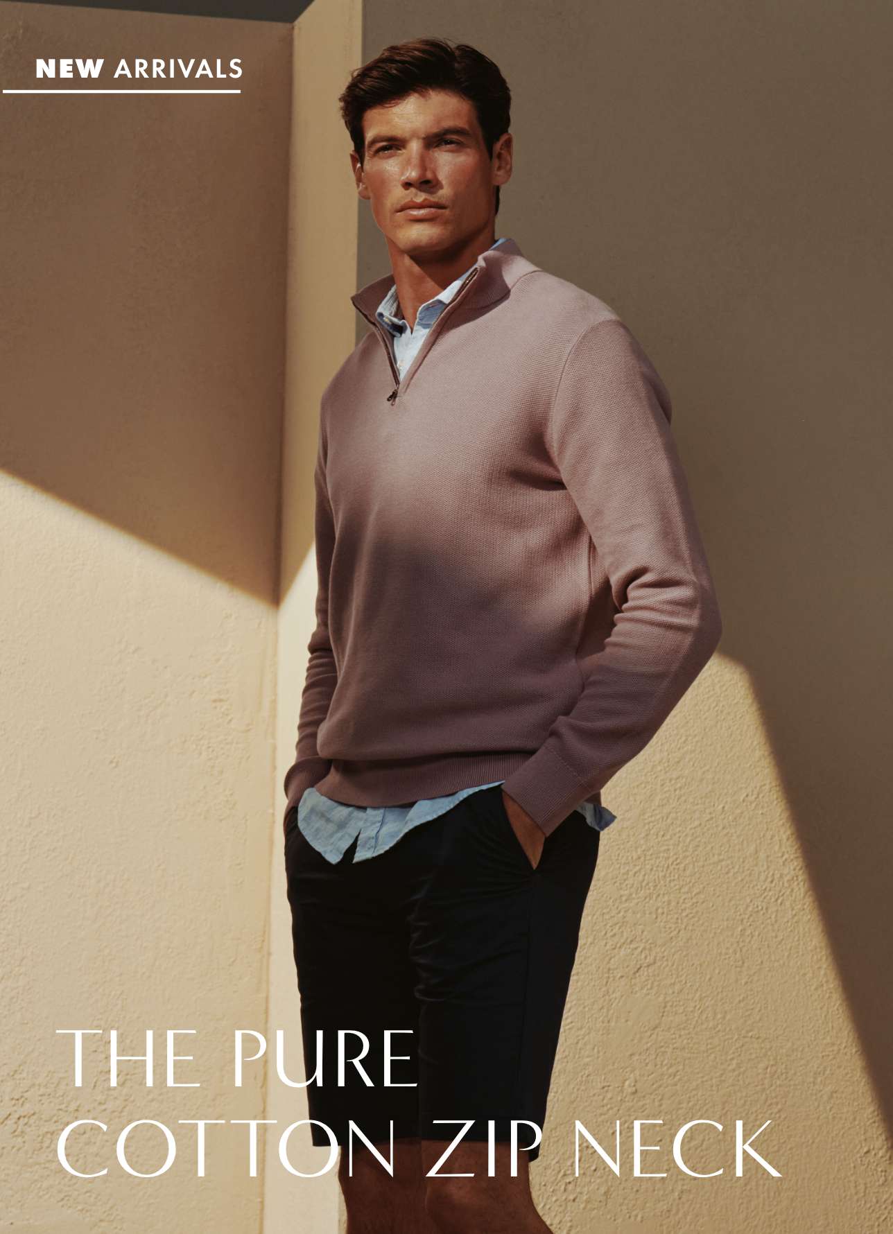 Cotton Honeycomb Half Zip Jumper – Pink