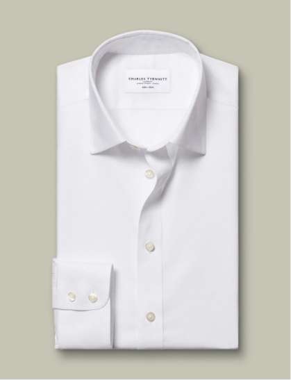 Non-Iron Stretch Poplin Shirt - White