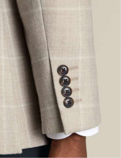 Wool Textured Check Jacket – Stone
