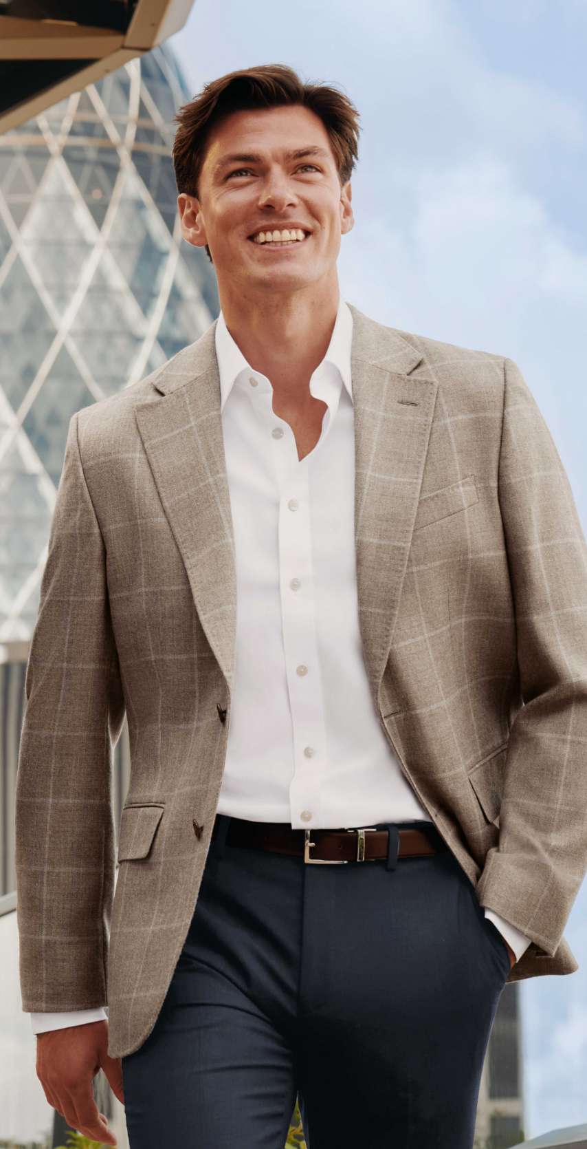 Wool Textured Check Jacket – Stone