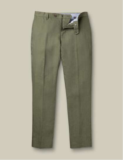 Linen Trousers - Olive Green