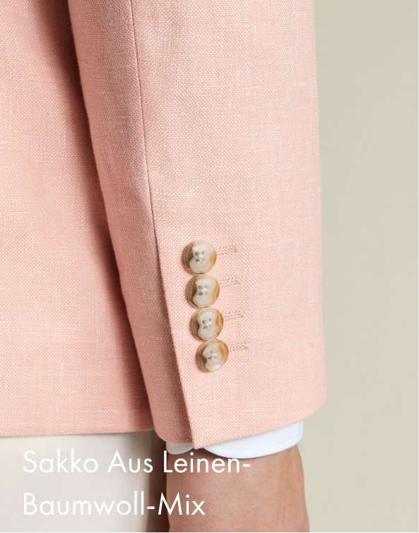 Sakko aus Leinen-Baumwoll-Mix - Pfirsich