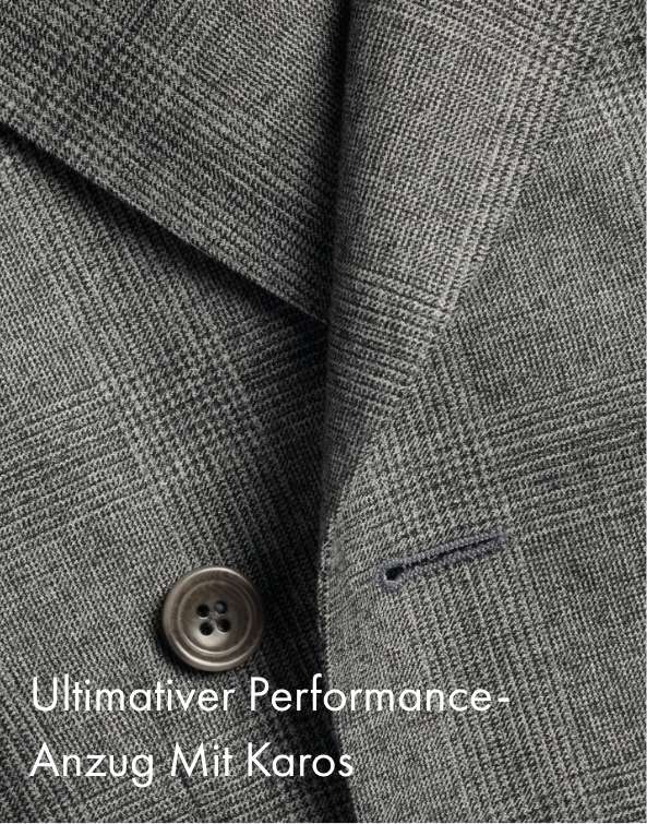 Zweireihiger Ultimativer Performance-Anzug mit Karos - Grau