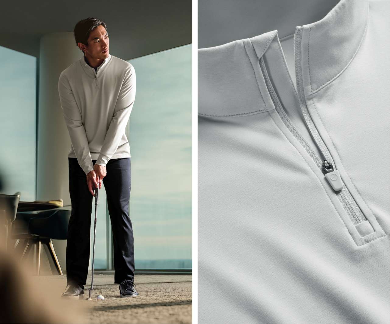 Performance Zip Neck Jumper - Silver Grey