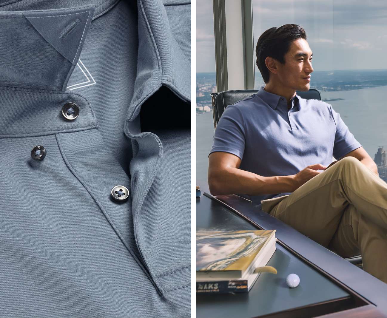 Smart Jersey Polo - Steel Blue