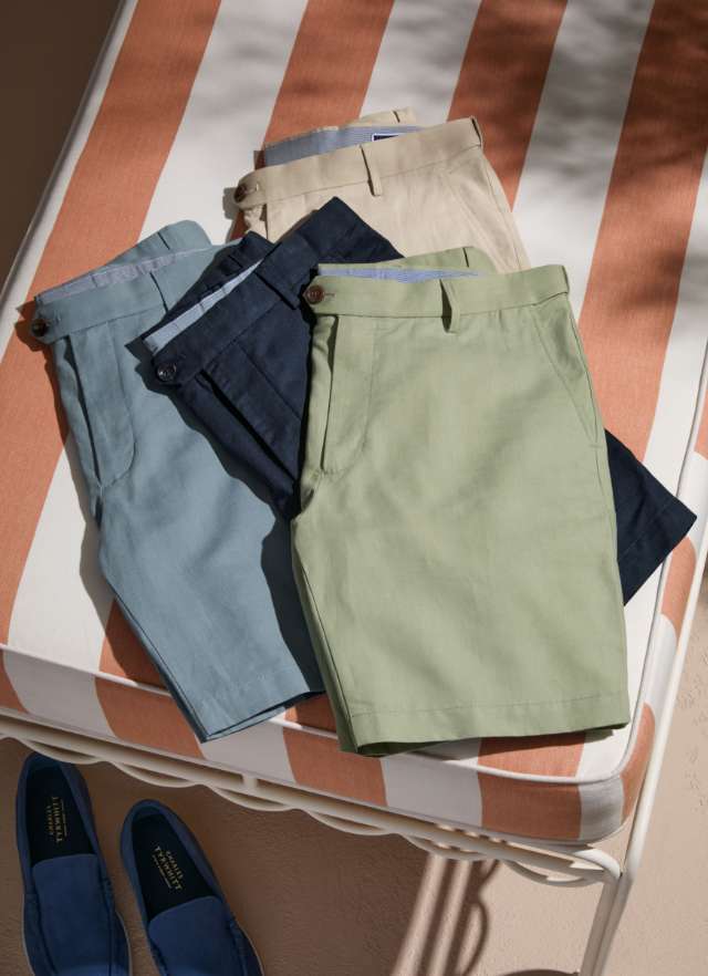 SHORTS AUS BAUMWOLLE-LEINEN-MIX