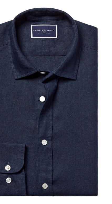Pure Linen Shirt - Navy