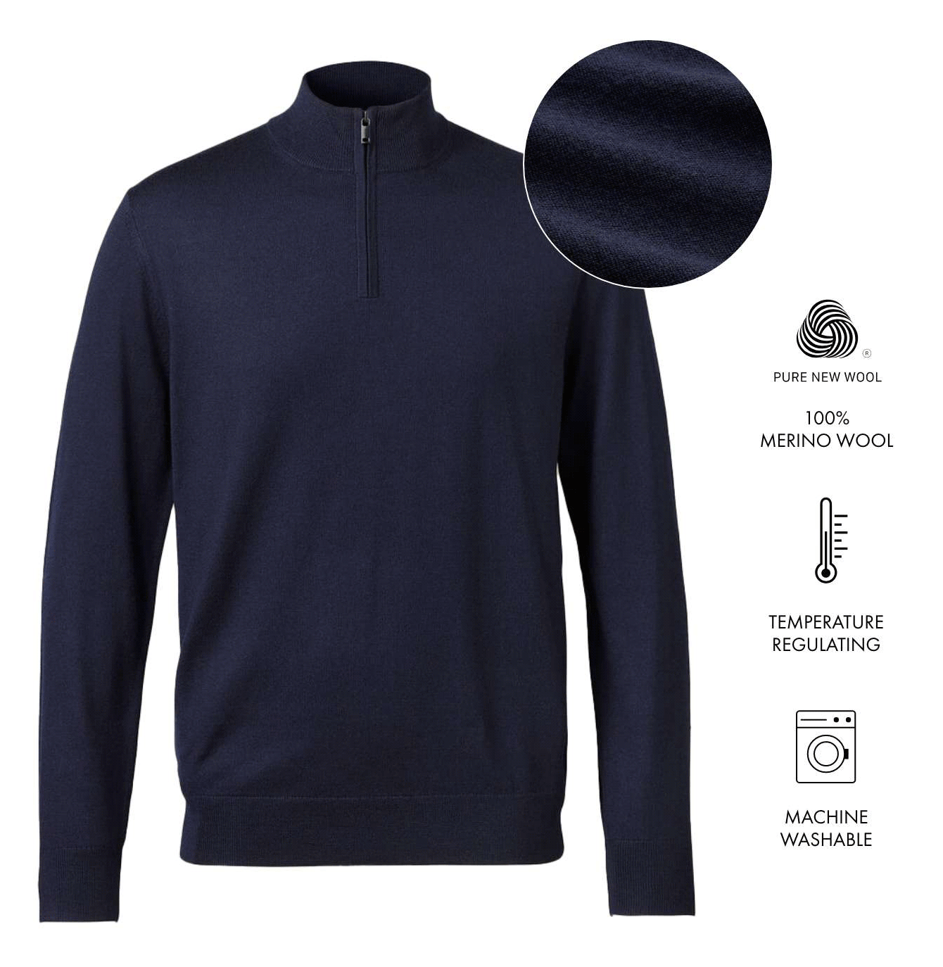 Pure Merino Half Zip Jumper