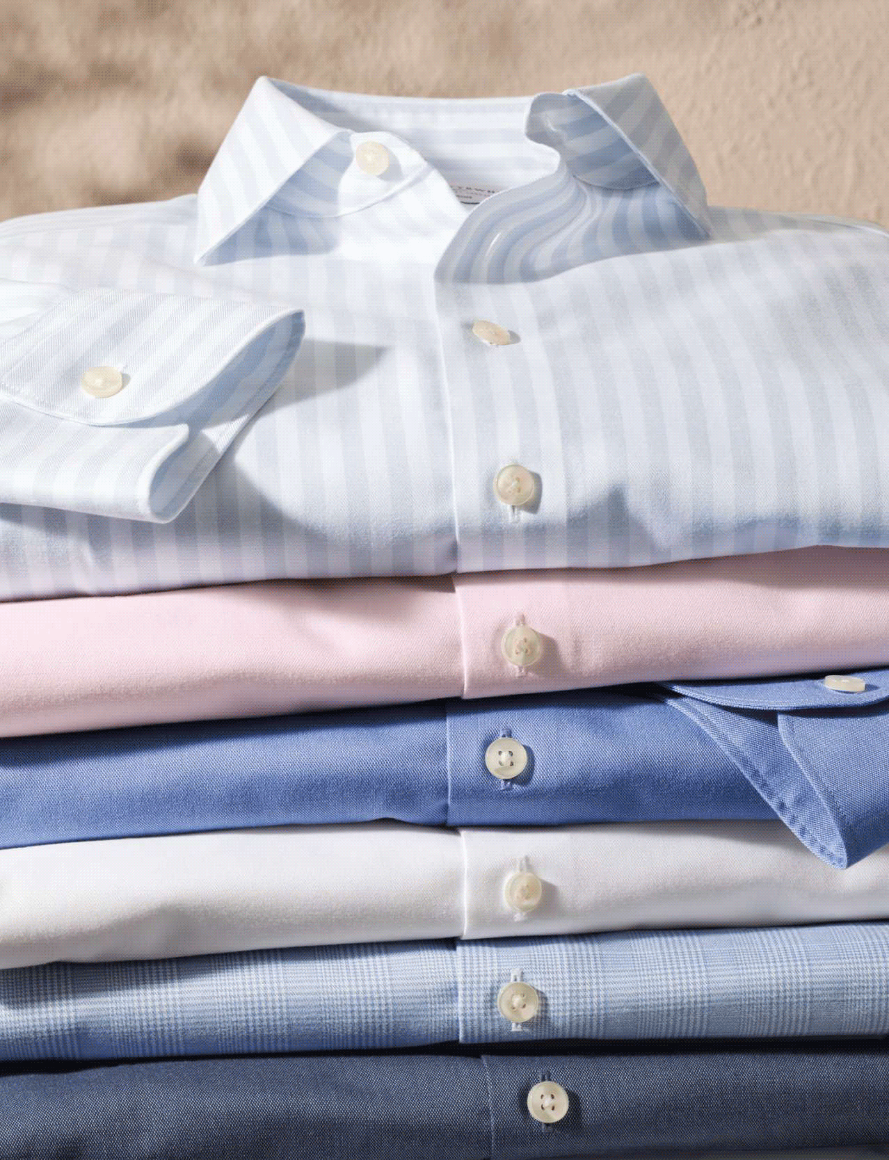 Non-Iron Cotton Linen Shirt - Mid Blue