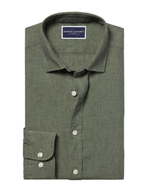 Pure Linen Shirt – Olive Green