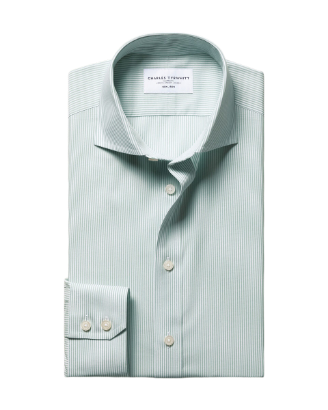 Non-Iron Stretch Poplin Bengal Stripe Shirt – Mid Green