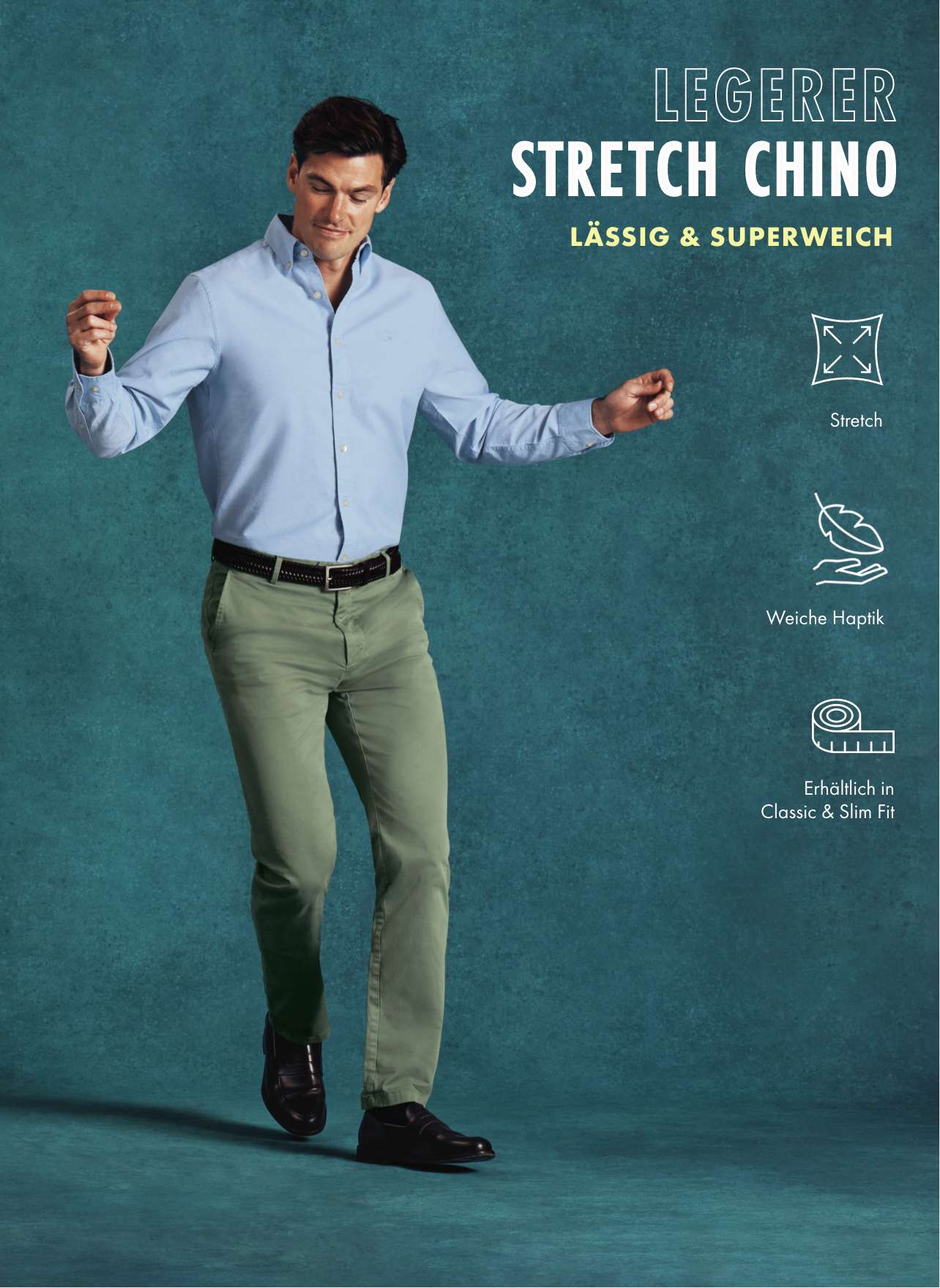 LEGERER STRETCH CHINO - GRÜN
