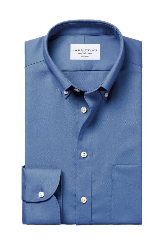 Bügelfreies Stretch-Oxfordhemd  - Kornblumenblau