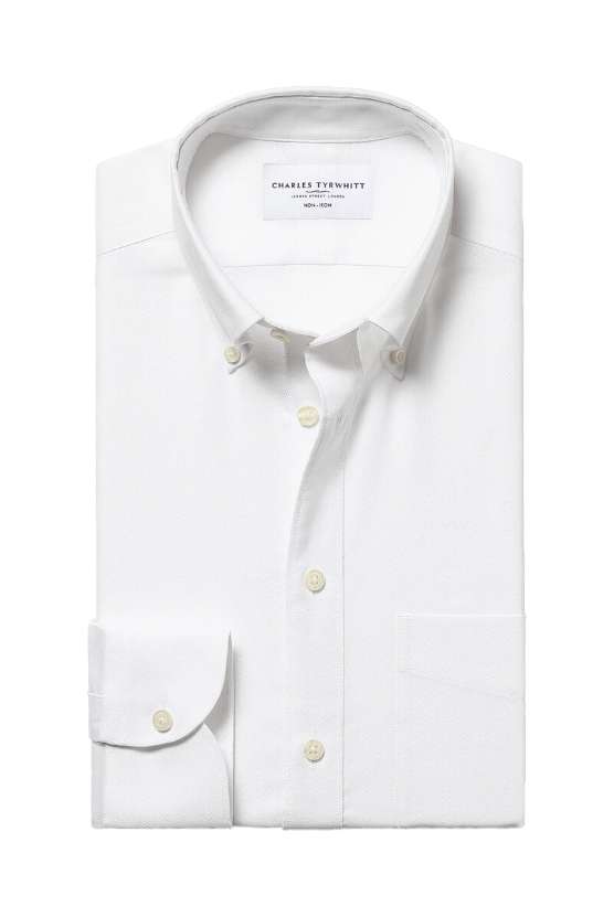 Bügelfreies Stretch-Oxfordhemd - Weiß