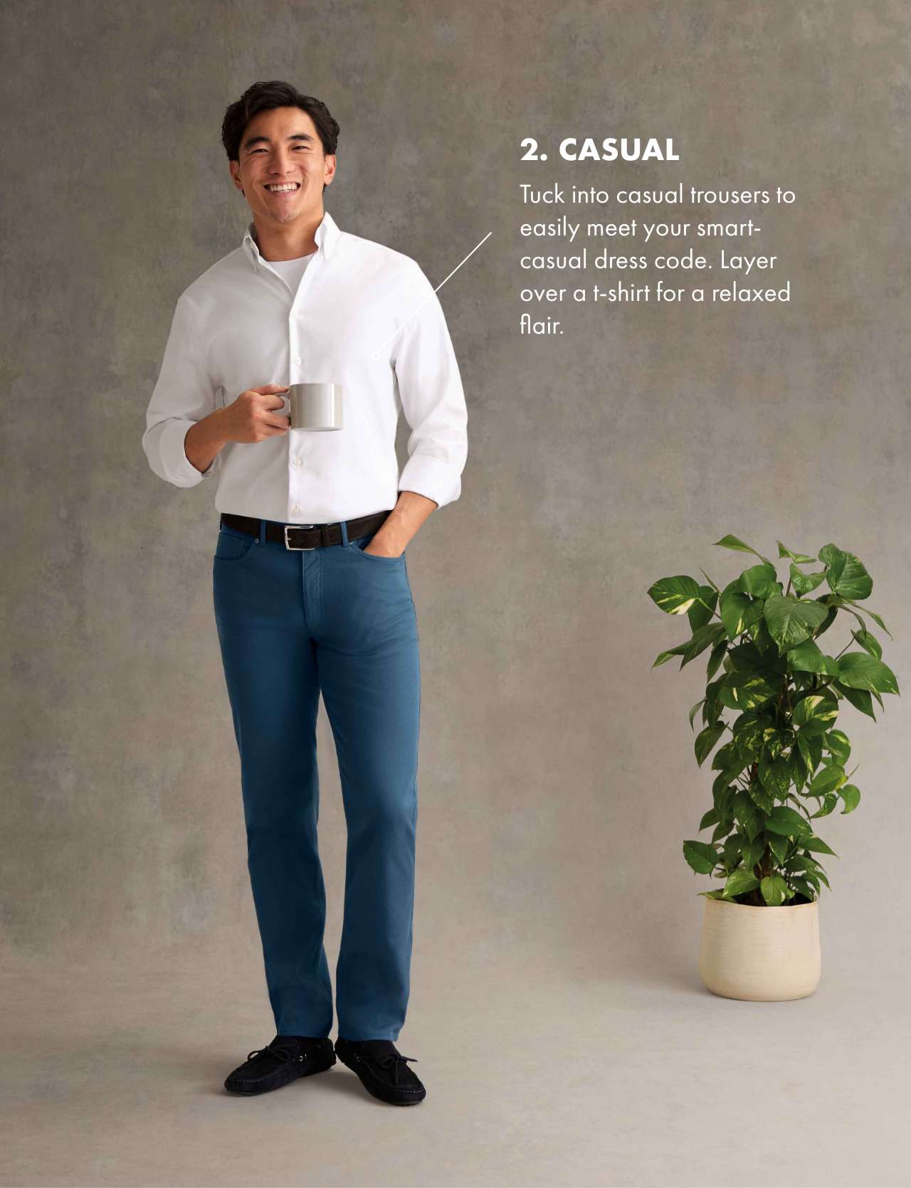 Non-Iron Stretch Oxford Shirt - White