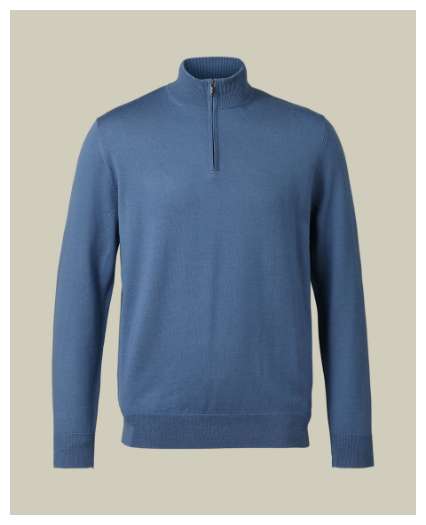 Pure Merino Half Zip Jumper - Steel Blue