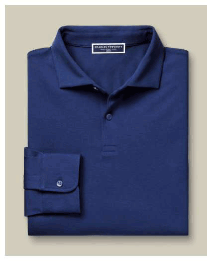 Long Sleeve Smart Pique Polo - Royal Blue