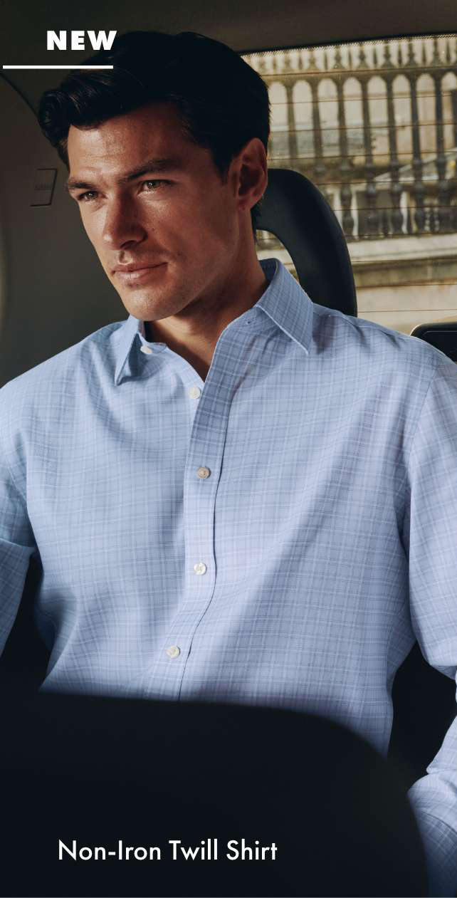 Non-Iron Twill Windowpane Check Shirt – Sky Blue